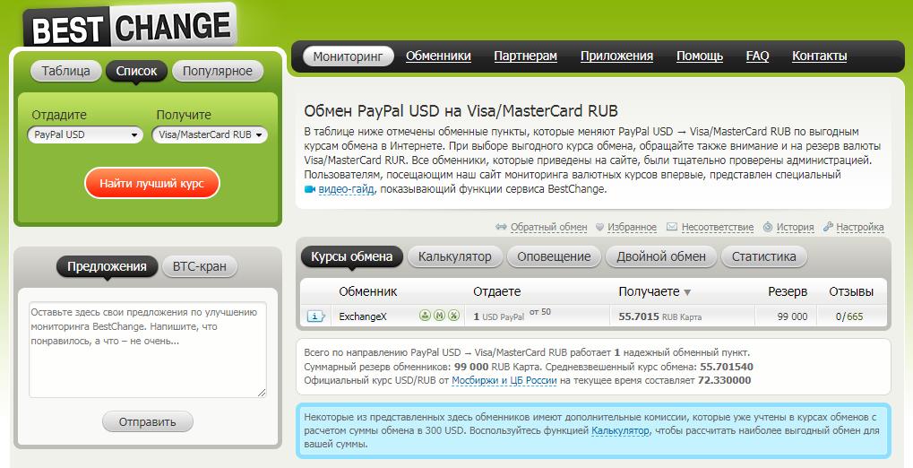 обмен paypal на карту